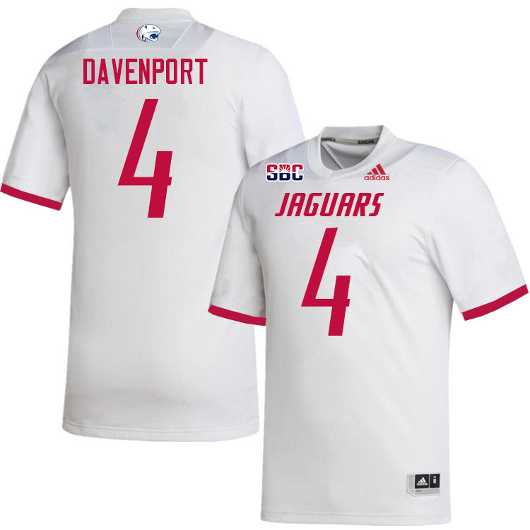 #4 Bishop Davenport South Alabama Jaguars Jerseys,College Football Uniforms,Apparels Stitched-White